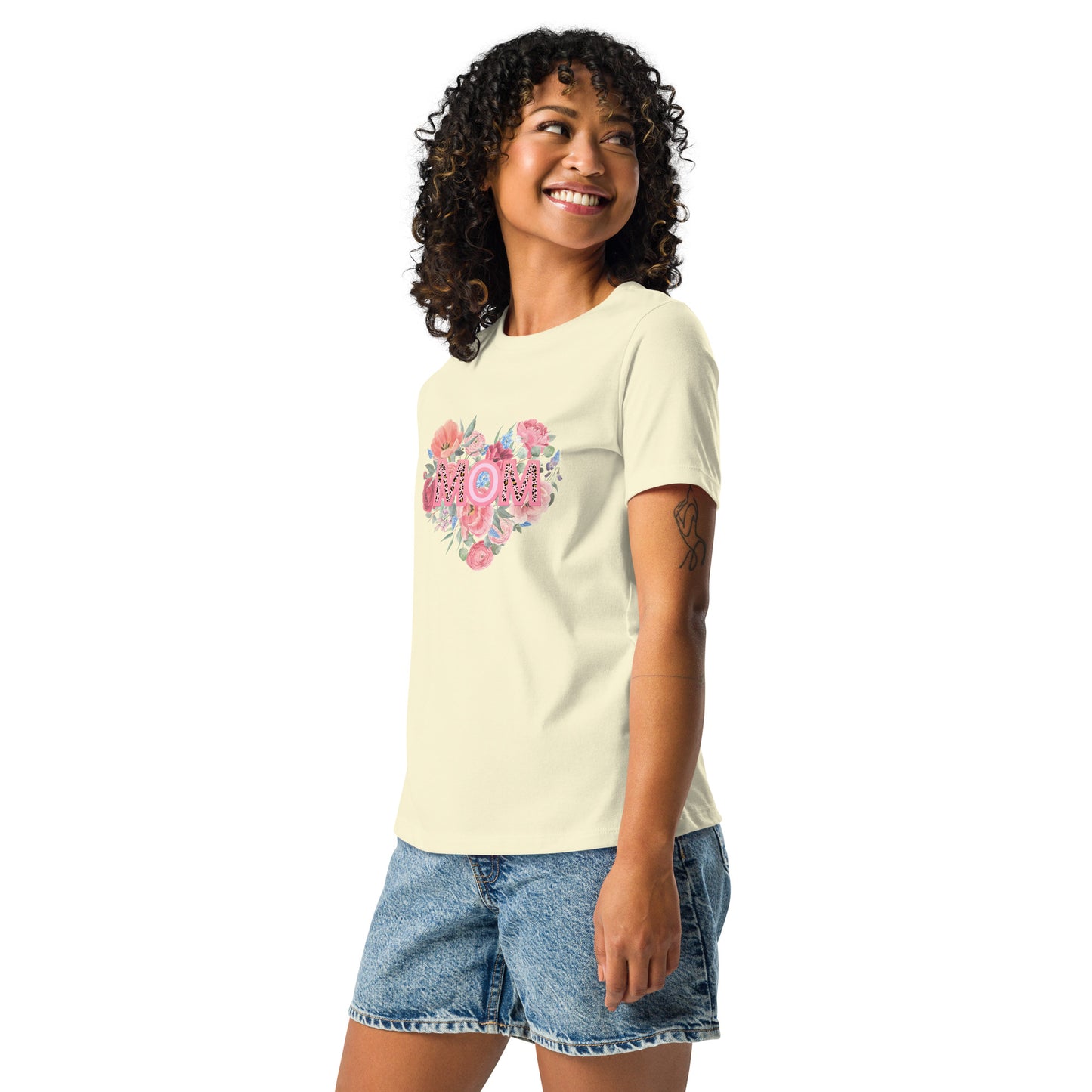 Mom Rose Heart Women's Relaxed T-Shirt