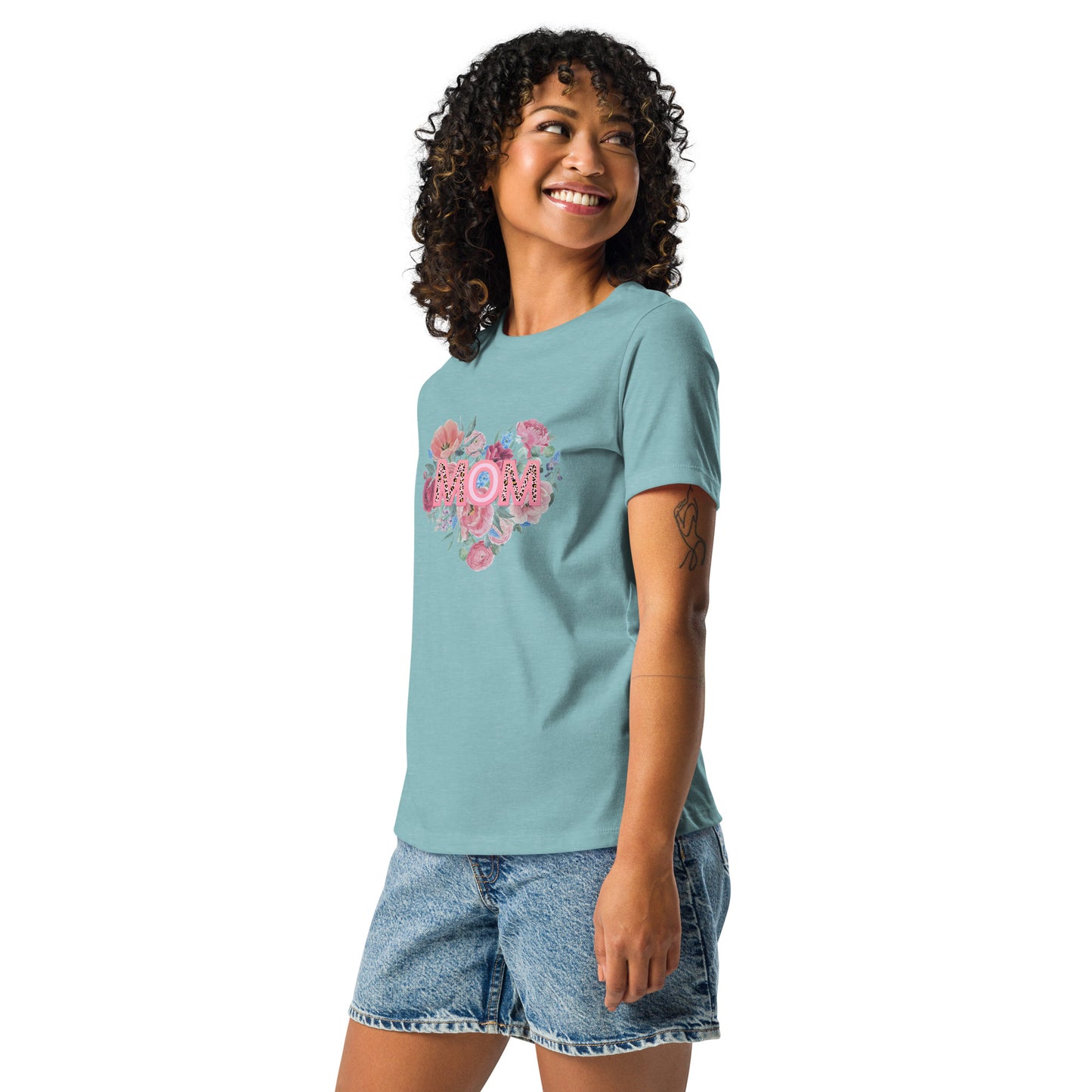 Mom Rose Heart Women's Relaxed T-Shirt