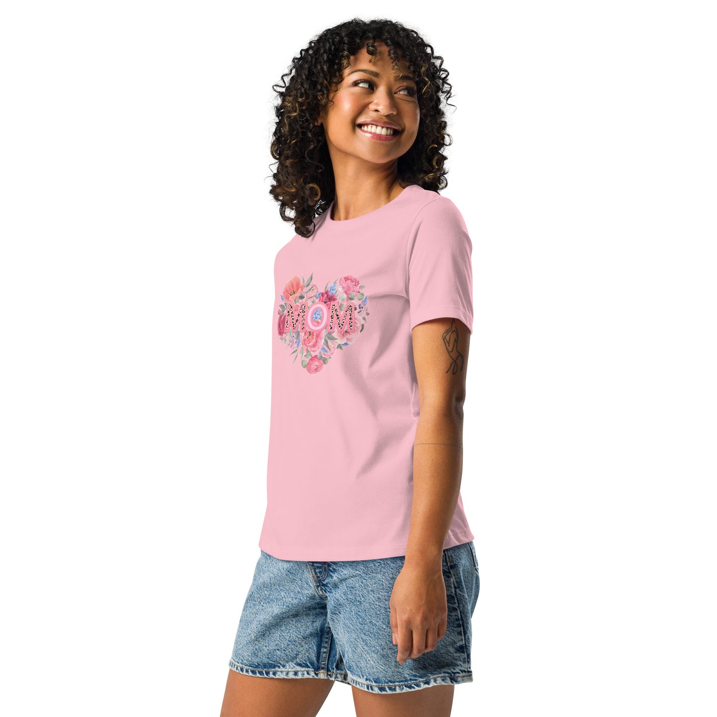 Mom Rose Heart Women's Relaxed T-Shirt