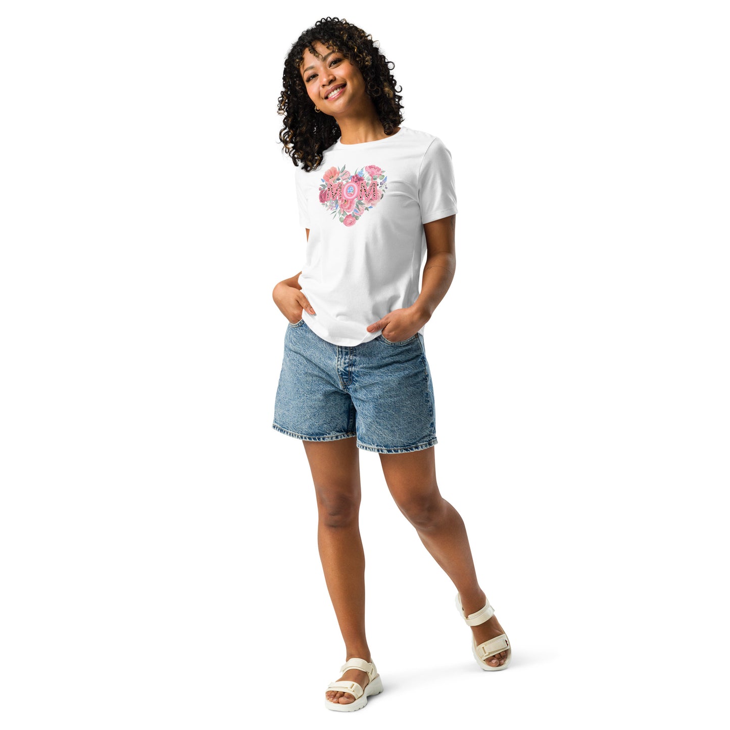 Mom Rose Heart Women's Relaxed T-Shirt