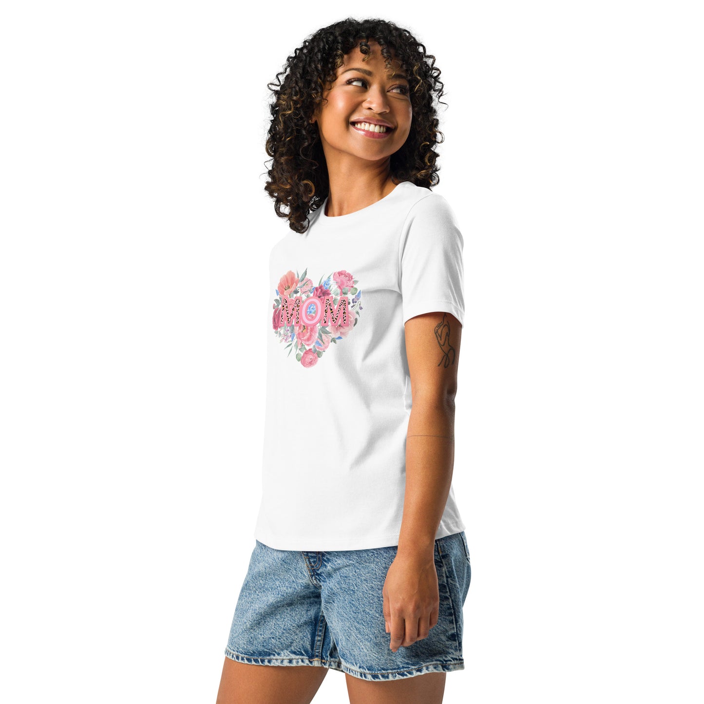 Mom Rose Heart Women's Relaxed T-Shirt